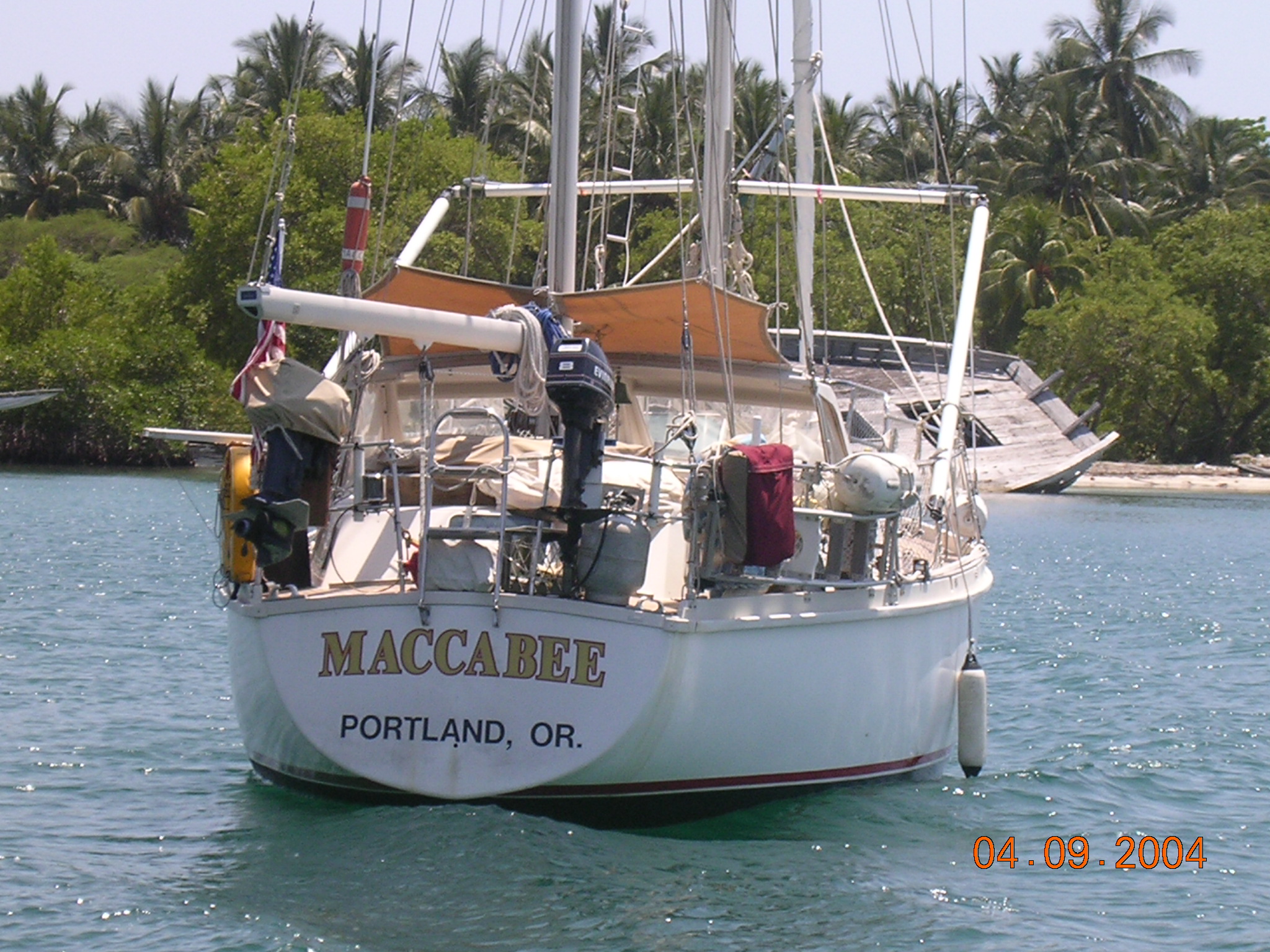 yacht in harbor haiti small island ile a vache