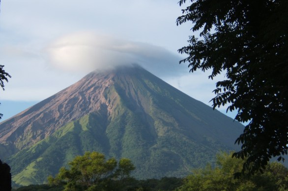 omotepe volcano with white cloud nicaragua