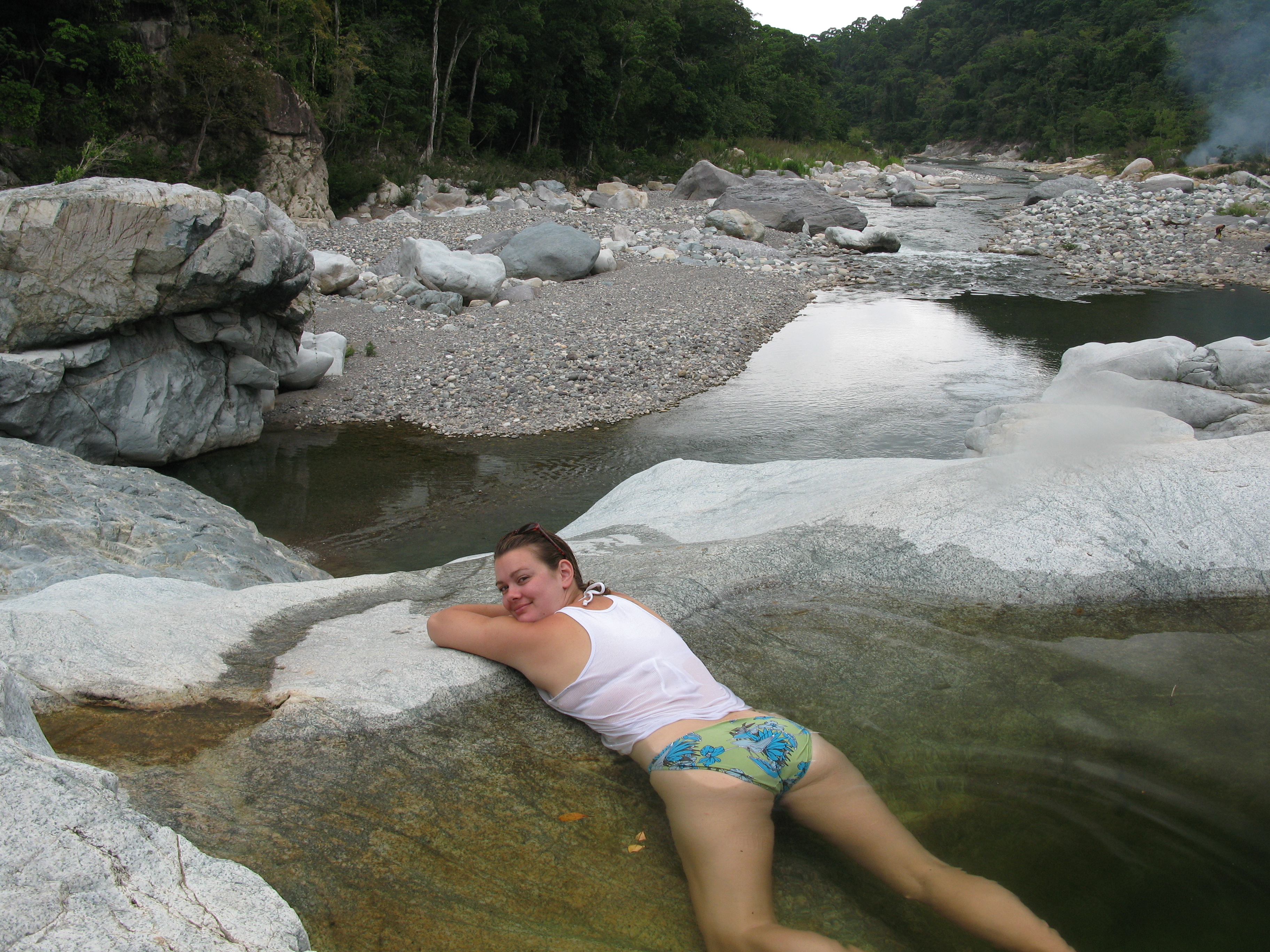 girl relaxing in pico bonito hot tub