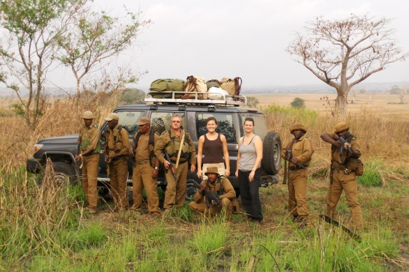 with the park rangers out in the bush angola