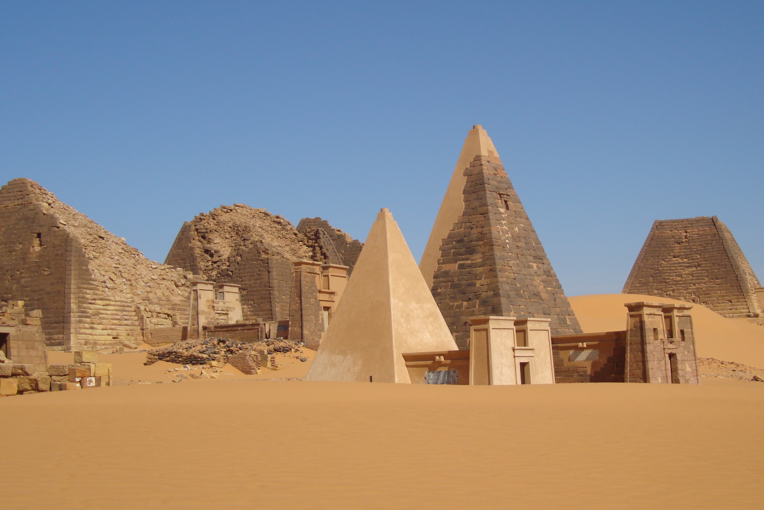 reconstructed pyramids desert sudan nubia meroe