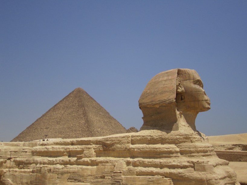 The sphinx and pyramid at cairo egypt