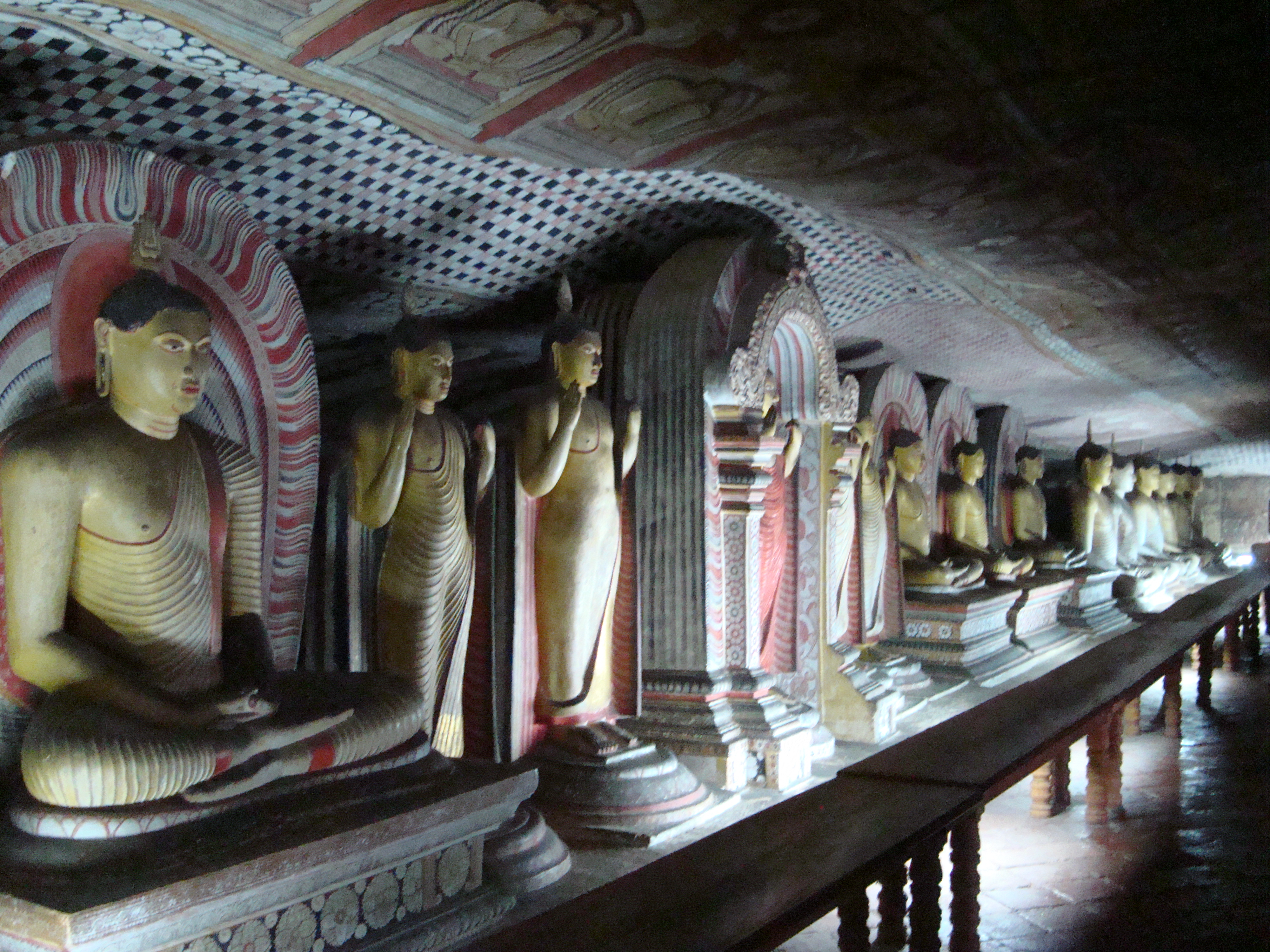 inside buddhist cave temple in Dumballa sri lanka