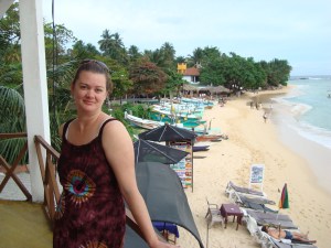 girl at unawatuna beach sri lanka