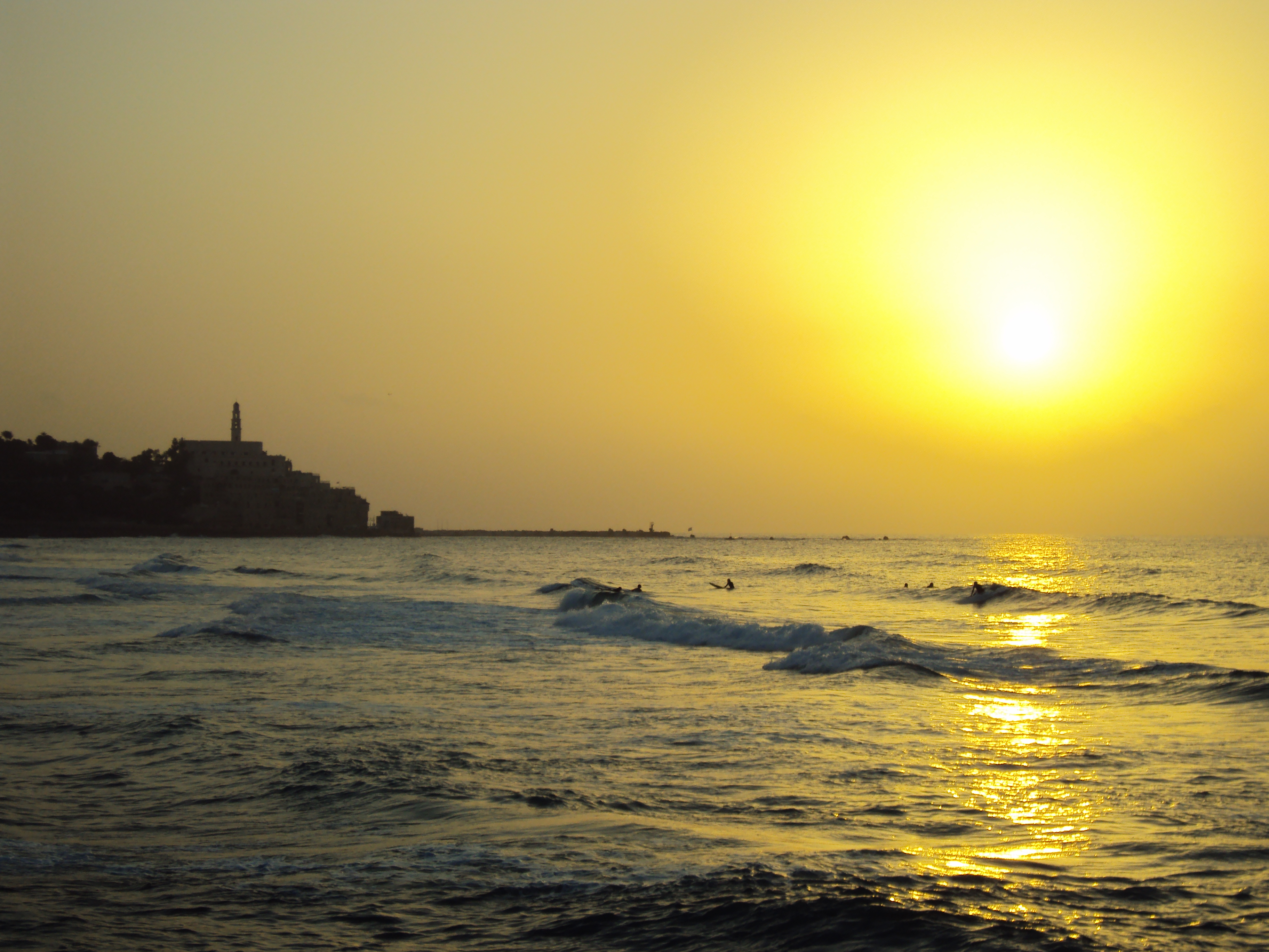 jaffa at sunset with waves