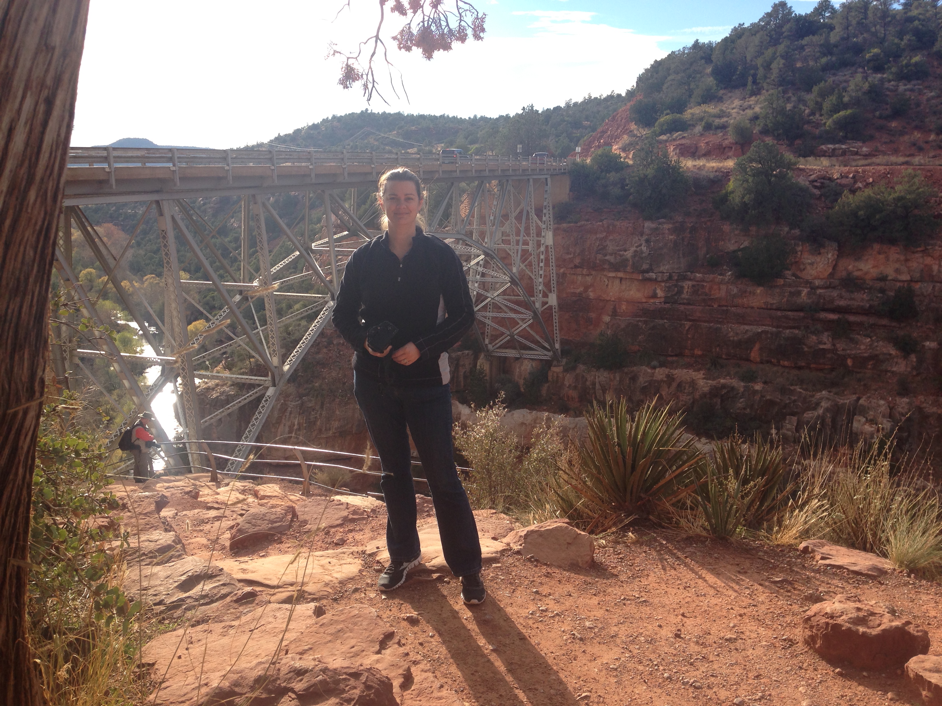 Woman standing in front of Midgley Bridge