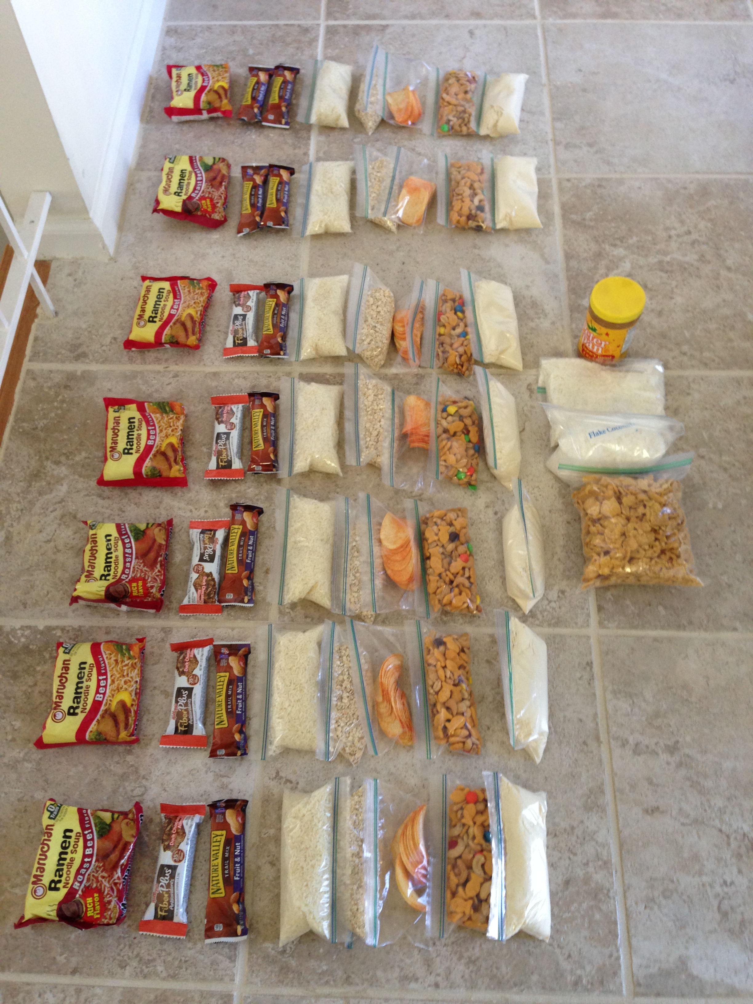 one week food preparation for appalachian trail hiker