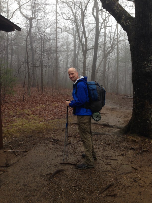 hiker starting appalachian trail springer mountain georgia