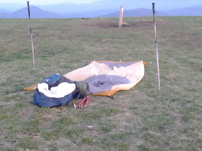 hiker tent and poles appalachian trail north caroline