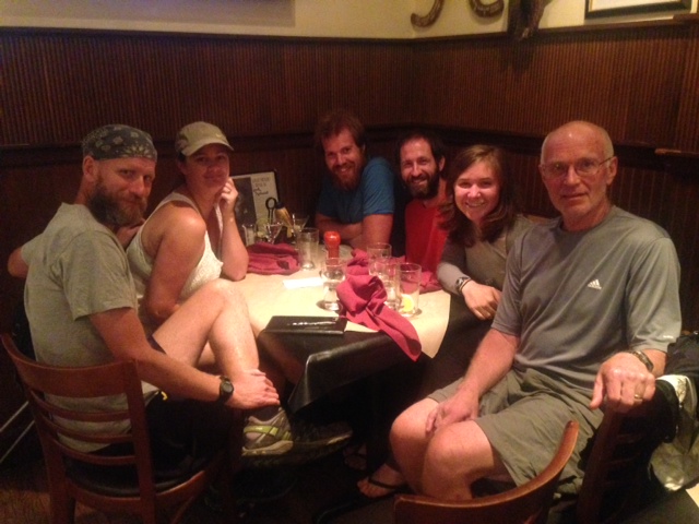 Group eating at restaurant