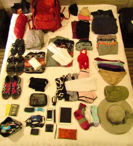Packing list, what to pack for a year long trip, packing for around the world