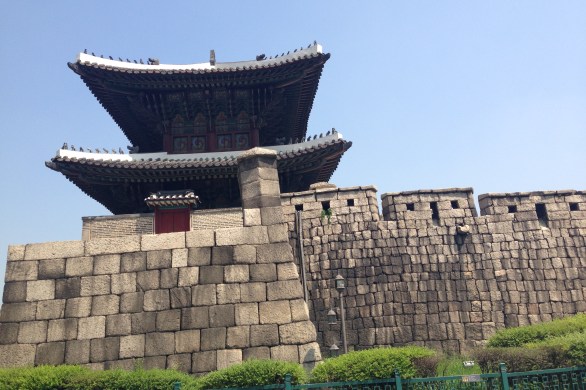 Old Fortress Wall and temple south korea