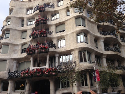 Exterior of Gaudi building in Barcelona Spain