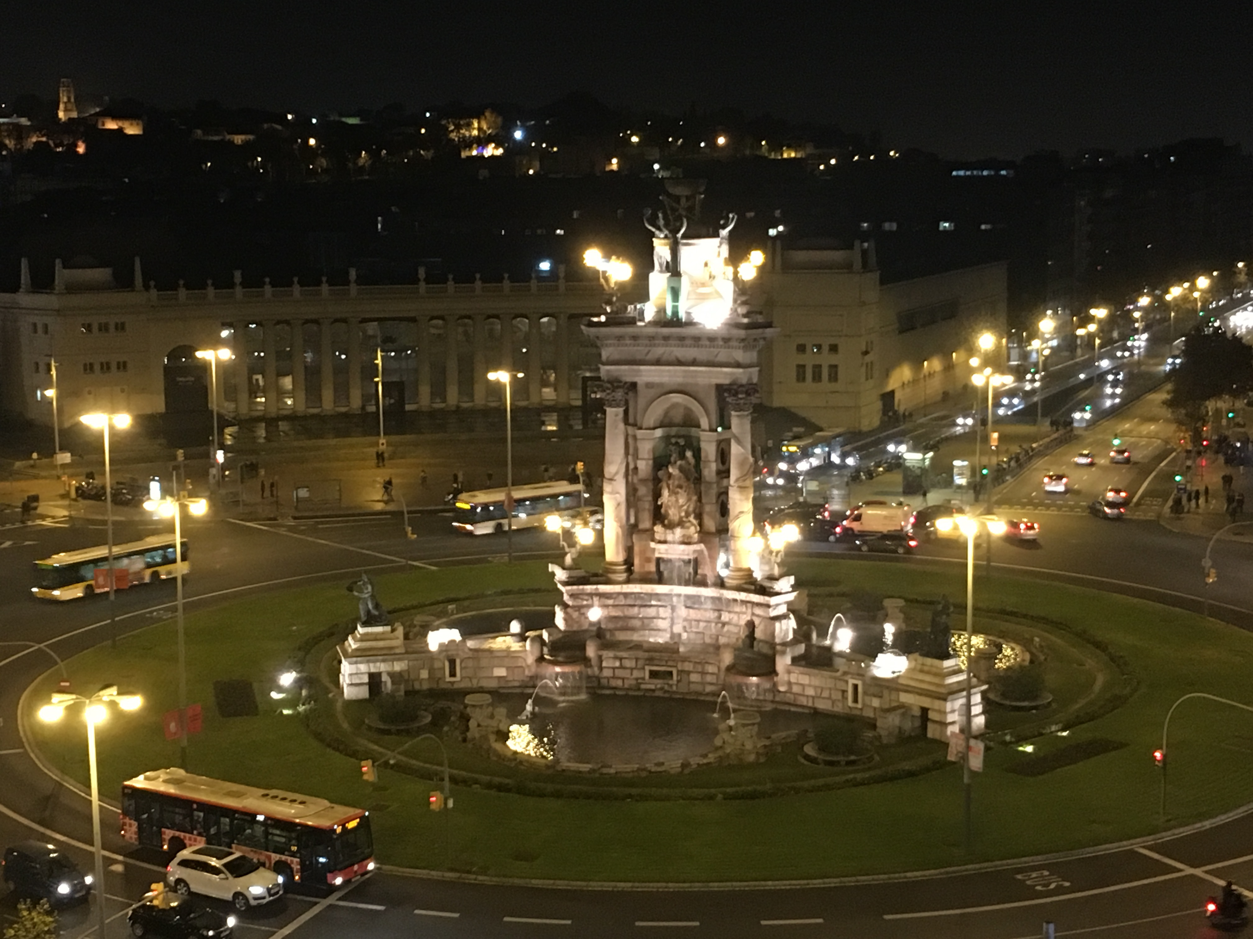 Plaza Espanya Barcelona Spain at night