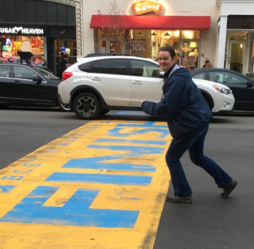 Deah crosses the Boston Marathon Finish LIne
