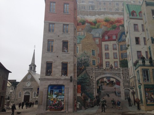 A fun mural of the story of Quebec City Canada