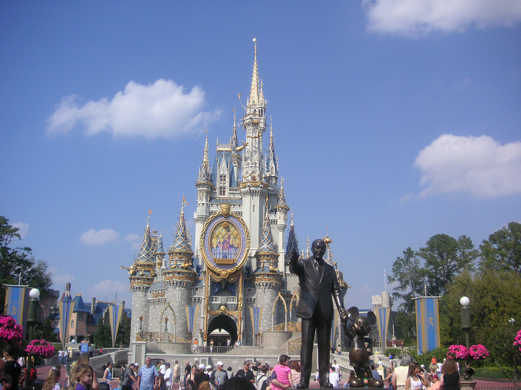 Disney world castle and statue