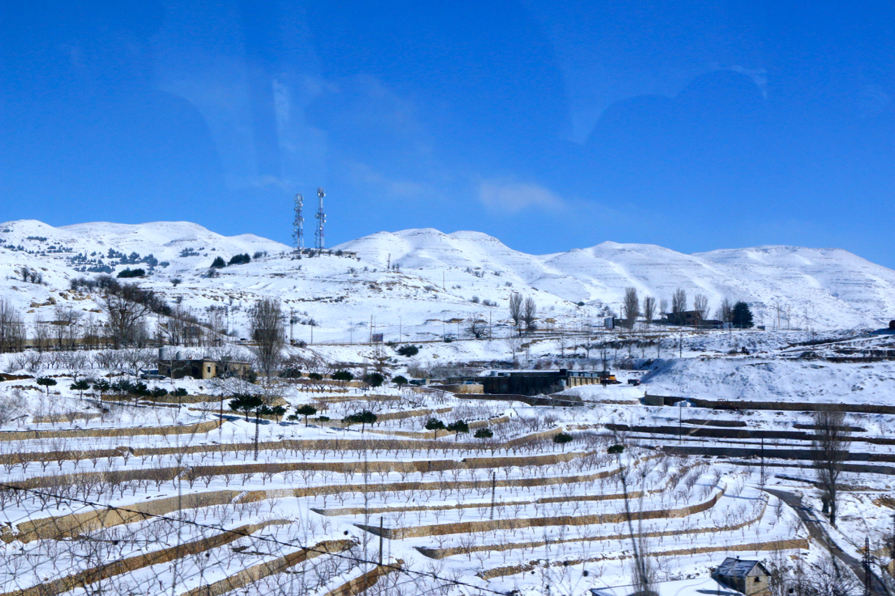 Lebanon Beqaa valley wineries covered in snow