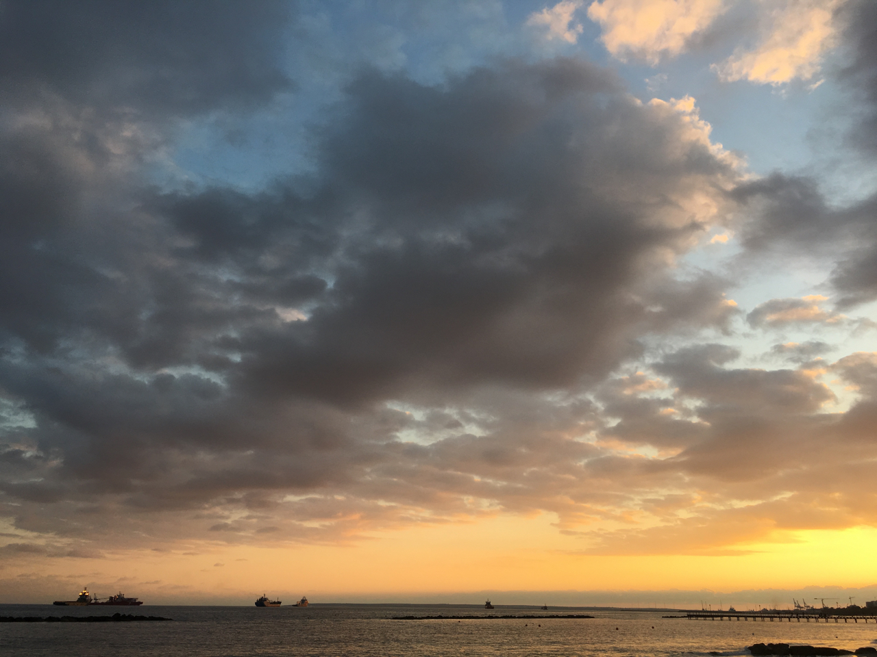 clouds gather over beach at Limassol, Cyprus
