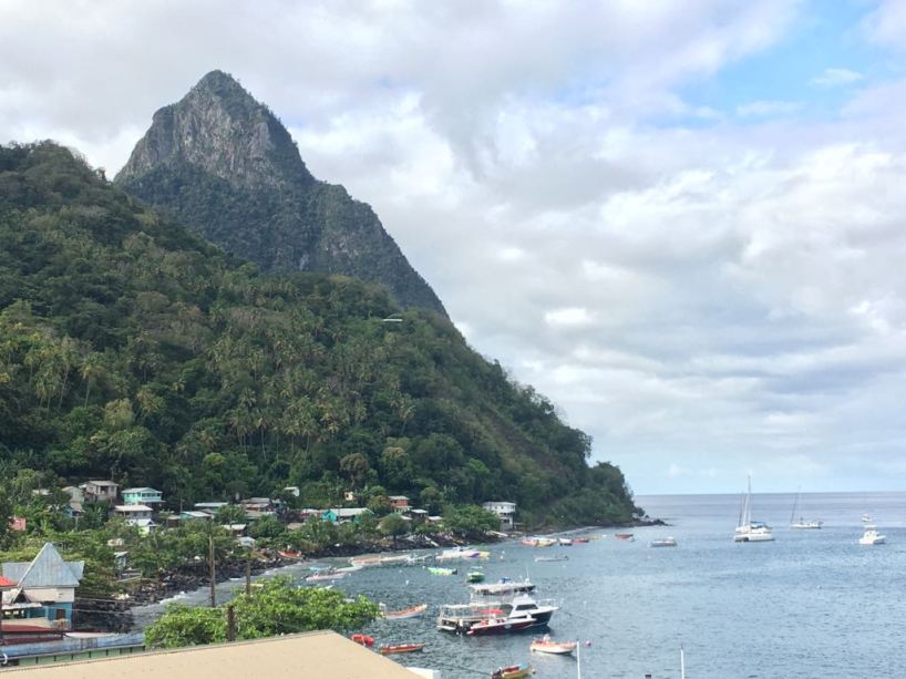 soufriere st lucia view of green mountain