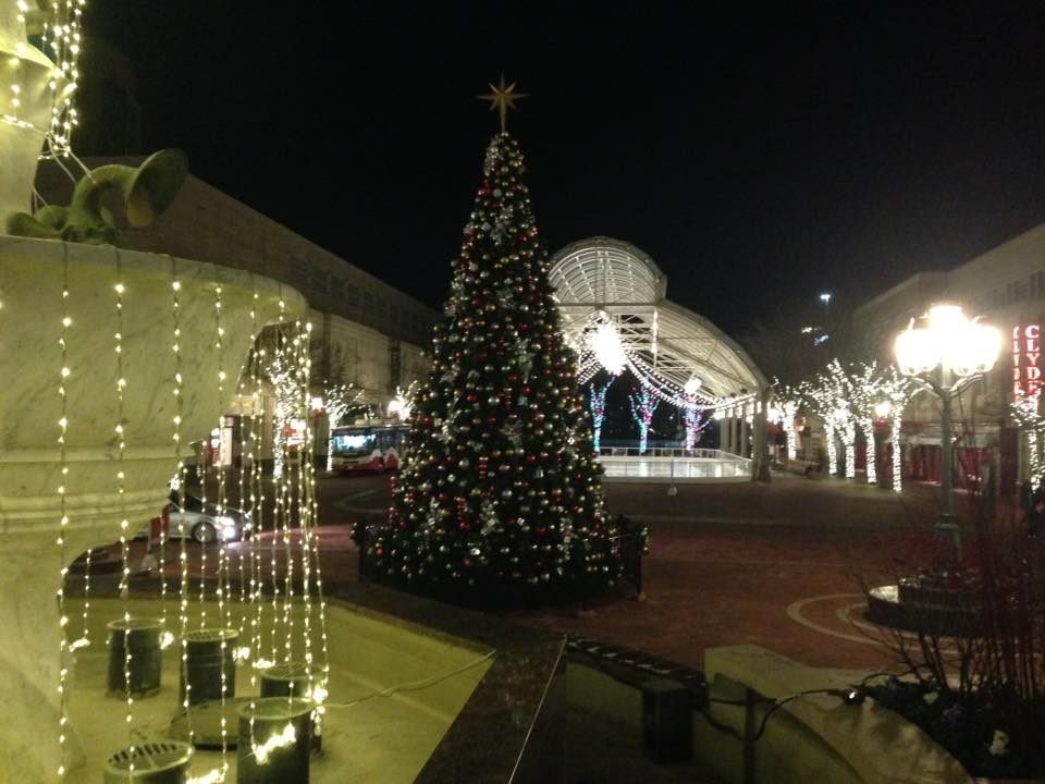 christmas tree at reston town center pavilion virginia