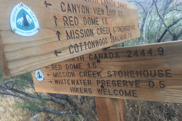 wooden sign on the Pacific Crest Trail