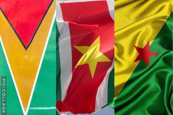 Guyana French Guiana and Suriname flags